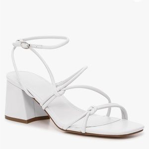 White strappy block heel sandal